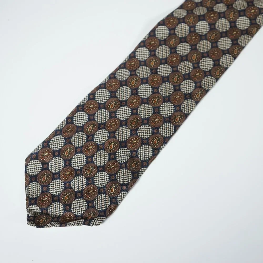 Pierre Balmain Tie Silk Made In USA Pattern Vintage Houndstooth Paisley